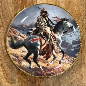 The Franklin Mint Native American Warrior Decorative Plate 8” Limited Edition